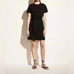 Vince lined black Tie-Waist T-Shirt Dress